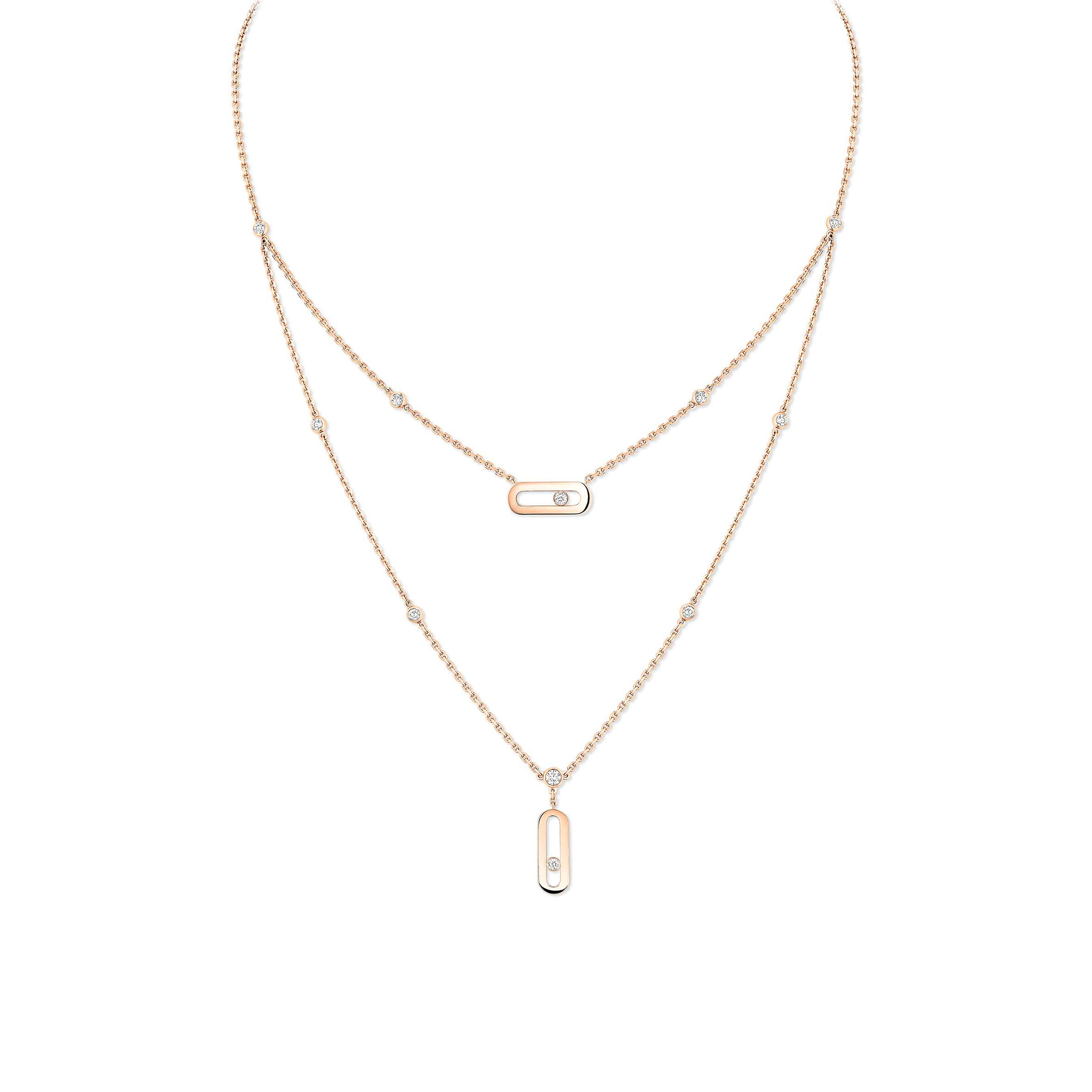 Mes1kaa move uno two-row necklace pink gold d1am0nd necklace 08852-pg